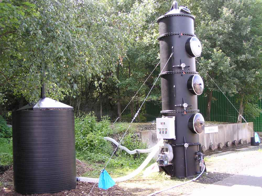 Activated carbon filter downstream of biotrickling filter